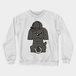 Funny black dog is ready for horse riding Crewneck Sweatshirt